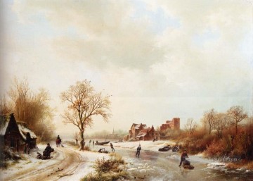  Barend Tableaux - Paysages hivernaux néerlandais Barend Cornelis Koekkoek paysages Rivières